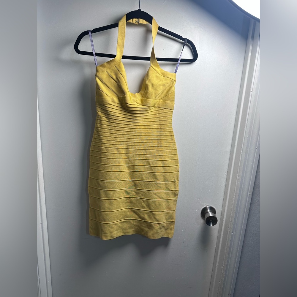 Herve Leger Mustard Bandage Dress
